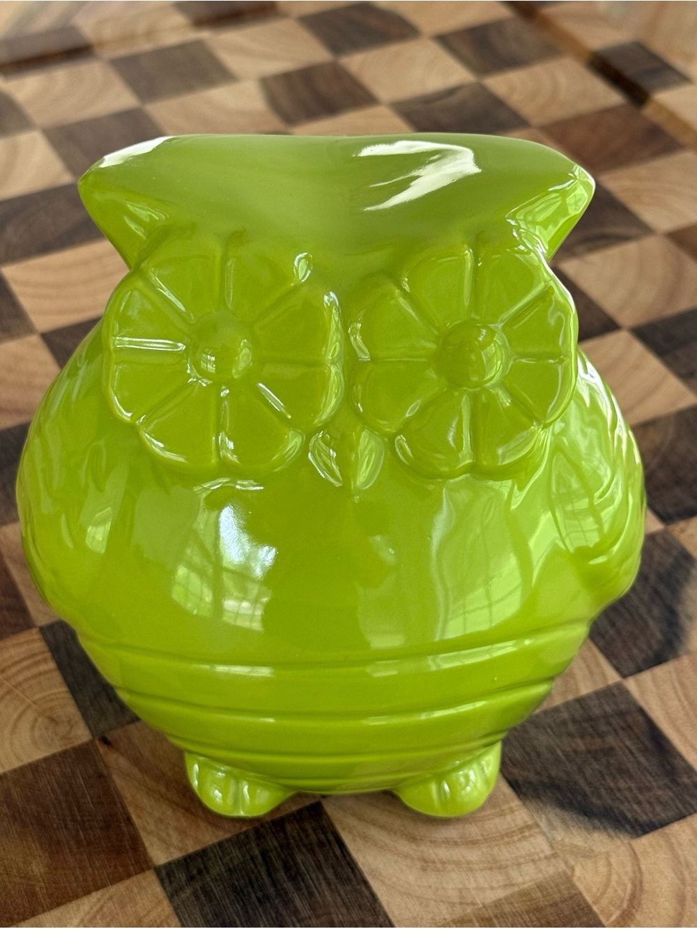 Lime Green Ceramic Owl Accent Figurine